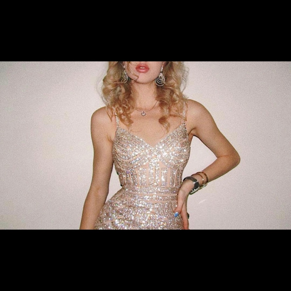 Custom made dress with Crystals